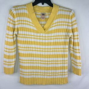 Women's Yellow & White Sweater Size: L